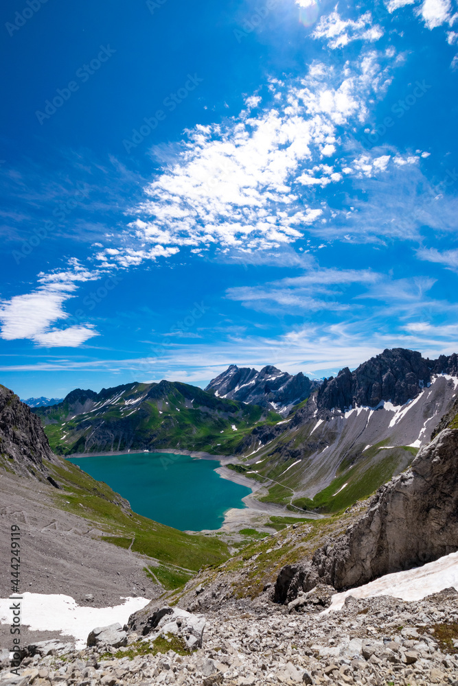 Lüner Lake and its surrounding mountains (Vorarlberg, Austria)