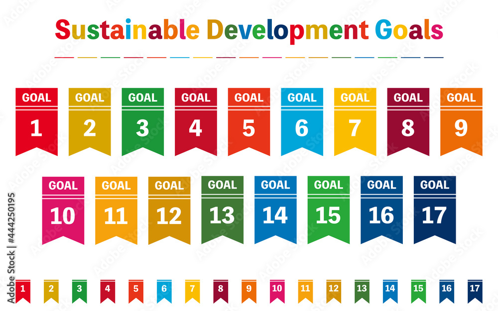 SDGs、所定17色の開発目標用ラベルセット　タグ型