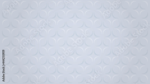 Floristic Geometric Background. Full Frame White Seamless Pattern. Vector illustration