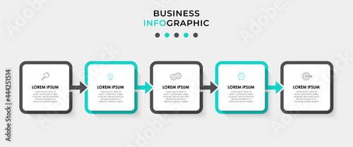 Vector Infographic design business template with icons and 5 options or steps. Can be used for process diagram, presentations, workflow layout, banner, flow chart, info graph