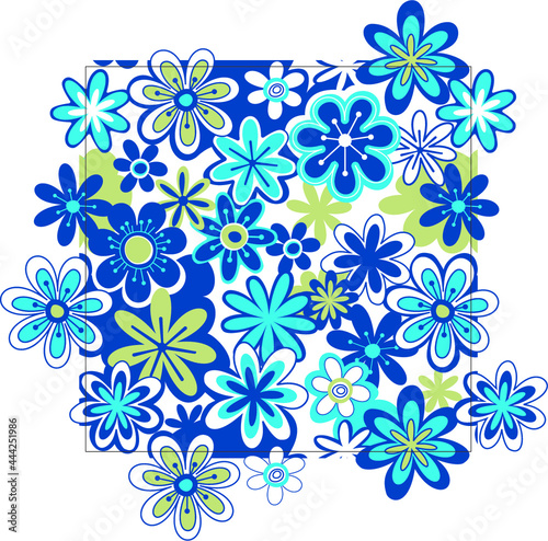 set of blue flowers