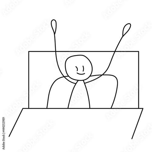 stick figure  man woke up in bed
