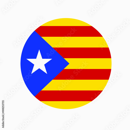 Catalonia vector flag in circle. Autonomous area in Spain.
