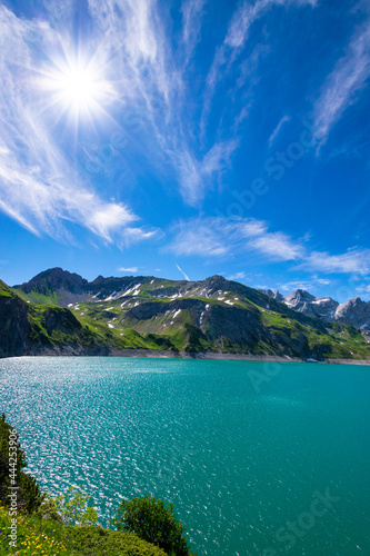 alpin lake and the surrounding landscape (Lünersee, Austria) 