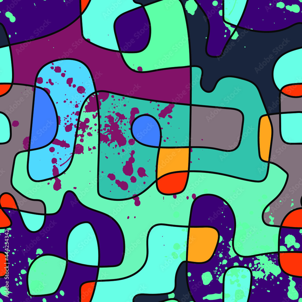 Fototapeta premium Seamless colorful artwork with cute patterns