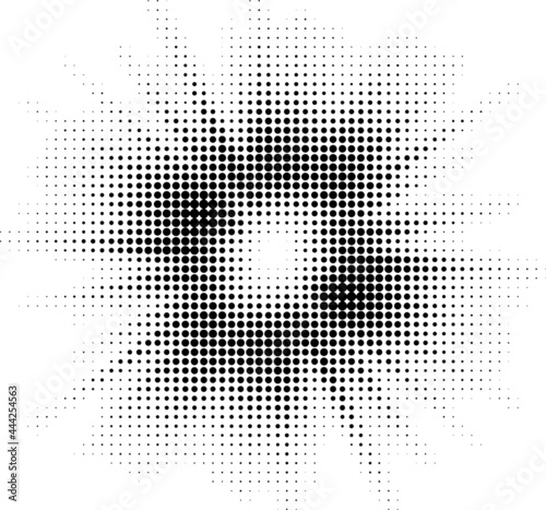 Burst Halftone light effect. glowing light burst. abstract grunge halftone dots background.