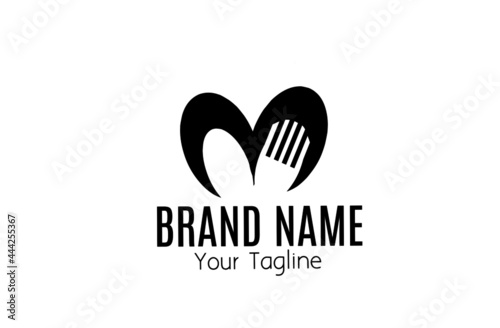 Letter M logo with spoon and fork icon