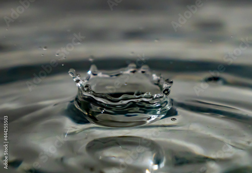 A drop of water falls into the water.