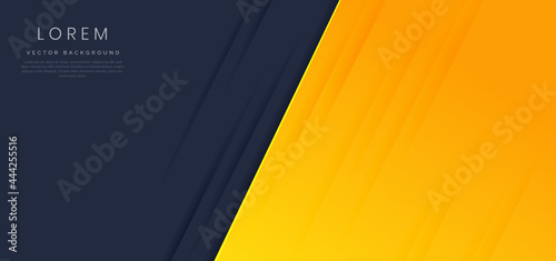 Abstract template background dark blue and yellow gradient diagonal with shadow.