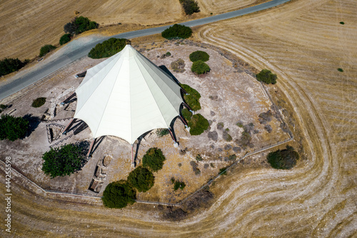 Arial view of Kalavasos Tenta or Tenda, neolithic archaeological settlement. Kalavassos village Larnaca District Cyprus. photo