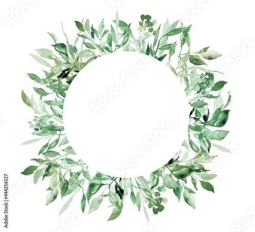 Wallpaper Mural Watercolor greenery frame. Eucalyptus leaves borders for wedding invitations, cards, logo, Natural green border, Sage green wedding template Torontodigital.ca