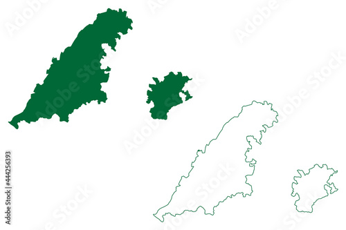 Kapurthala district (Punjab State, Republic of India) map vector illustration, scribble sketch Kapurthala map
