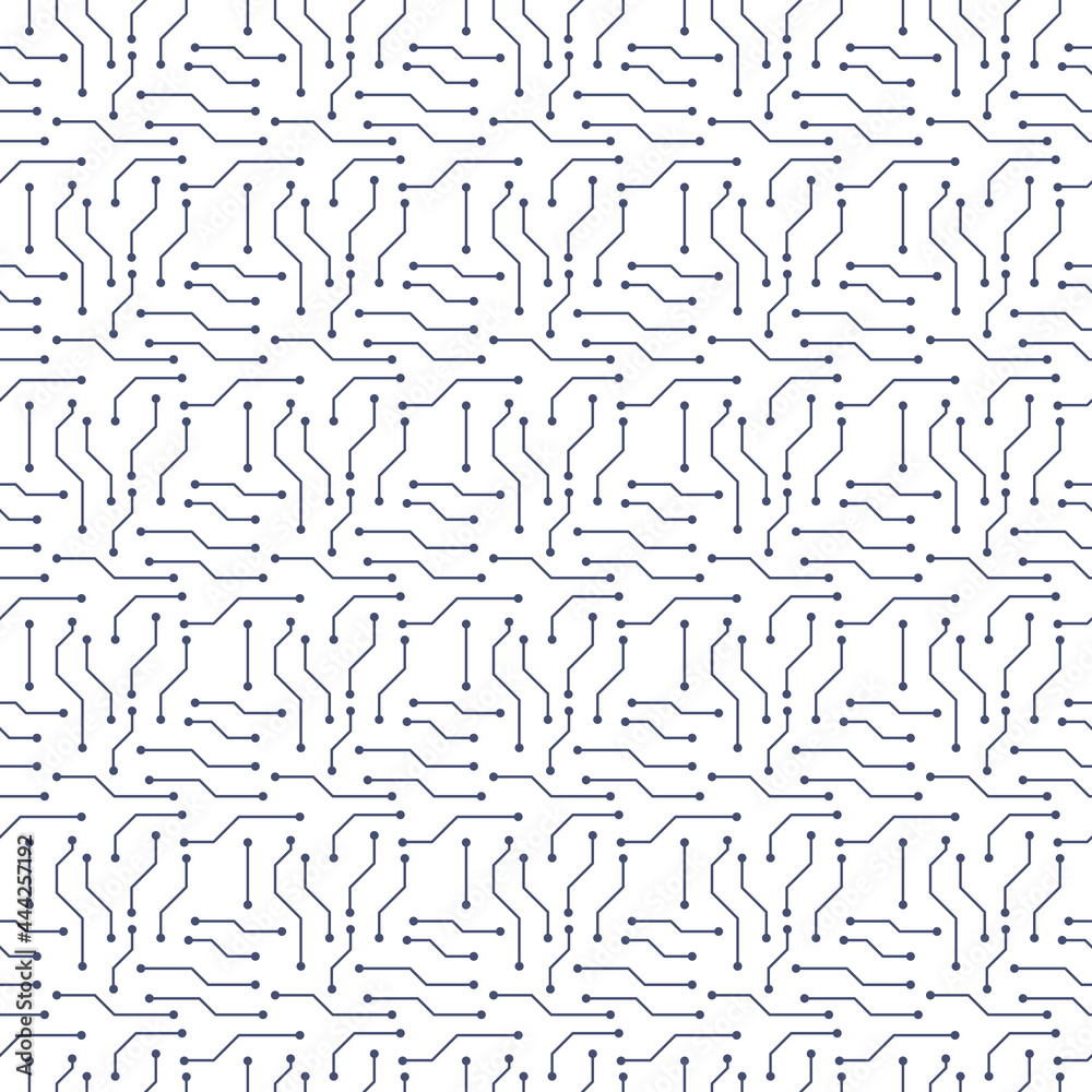 Seamless pattern Circuits design background for wallpaper, wrapping, paper, fabric. Vector illustration.