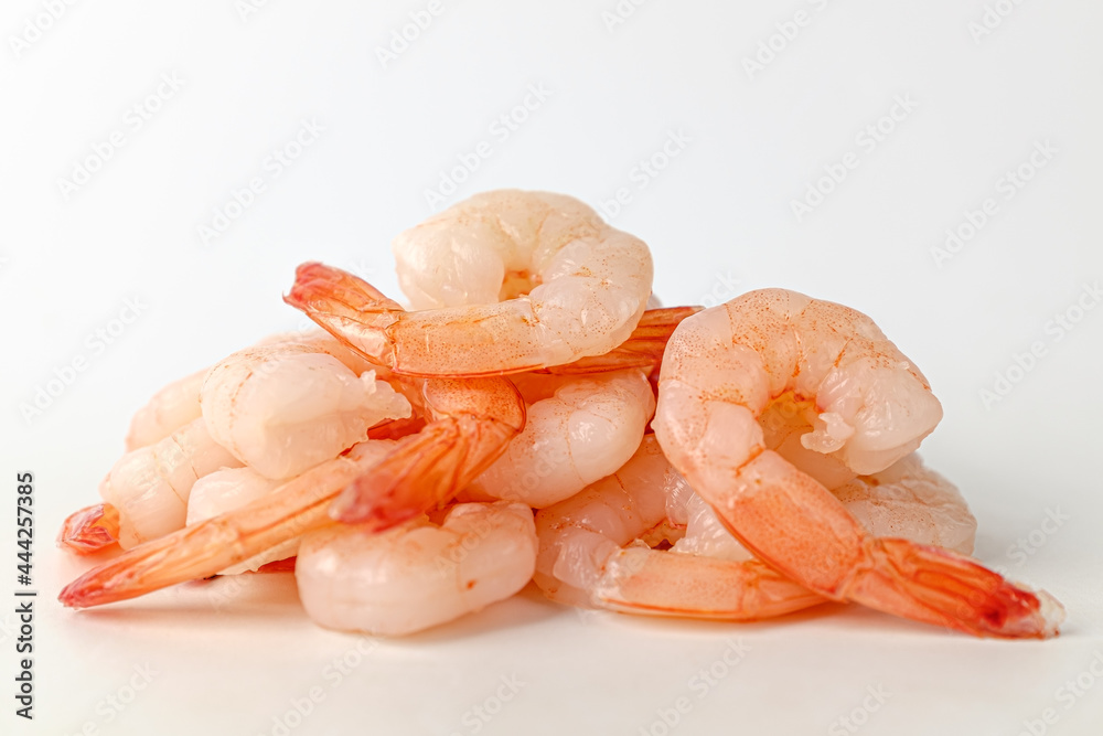 boiled shrimp on a white background