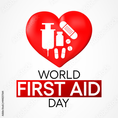 World First Aid day is observed every year in September, it is the first and immediate assistance given to any person suffering from either a minor or serious illness or injury. Vector illustration