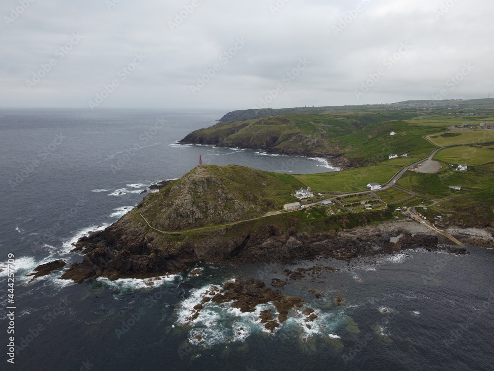cape cornwall from the air cornwall england uk aerial drone