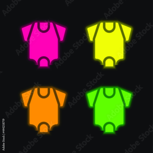 Baby Body four color glowing neon vector icon