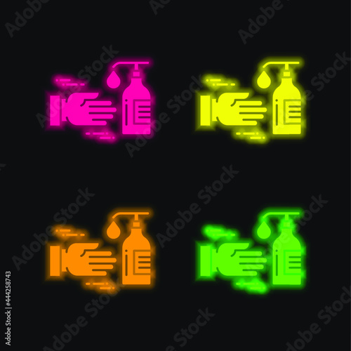 Antiseptic four color glowing neon vector icon