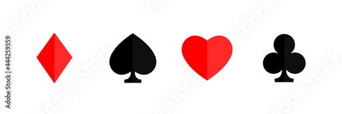 Set of playing card suits isolated on white background. Poker symbol