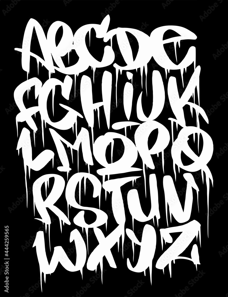 Cartoon graffiti comic doodle font alphabet. Vector   graffiti font. Stock Vector | Adobe Stock