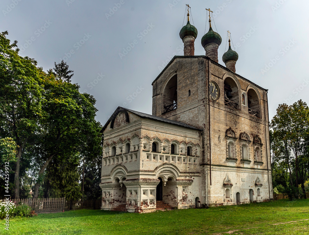Belfry in the Boris and Gleb monastery. Year of construction - 1680. Village Borisoglebsky, Russia