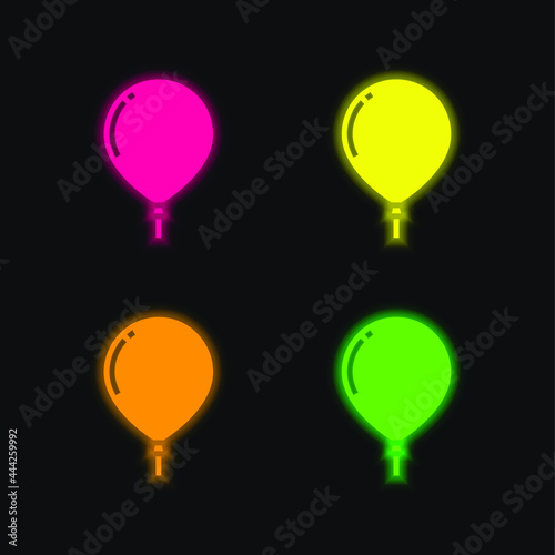 Balloon four color glowing neon vector icon