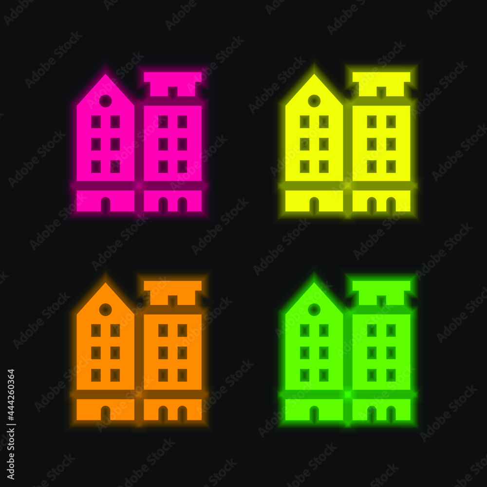 Amsterdam four color glowing neon vector icon