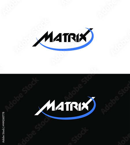 Matrix sports brand logo. matrix blue logo with blue strip. 