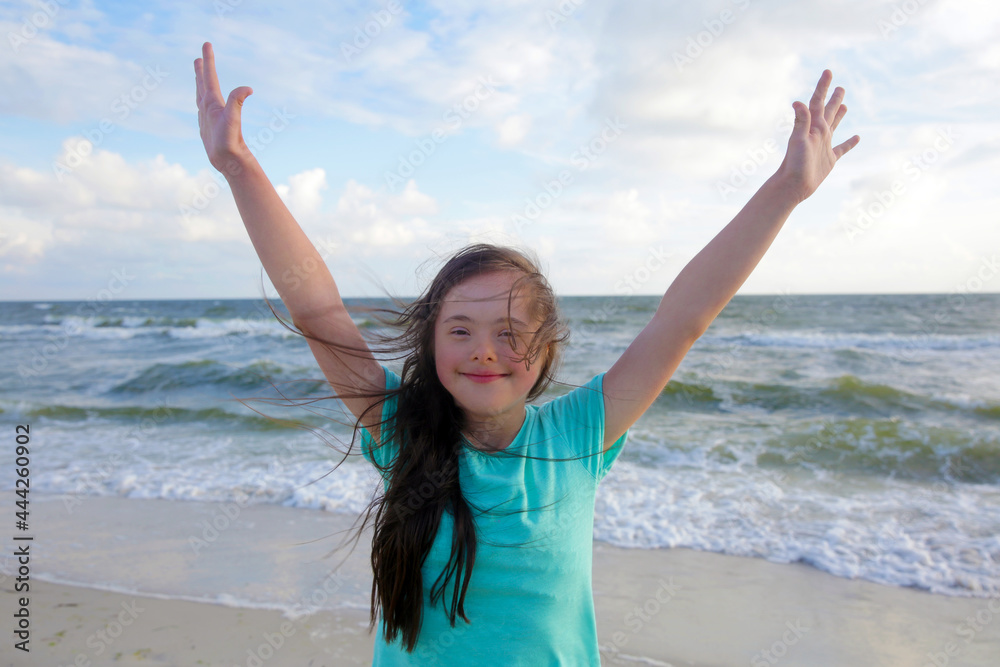Portrait of the beautiful girl smiling in the background of the sea. Portrait of the beautiful girl smiling in the background of the sea.