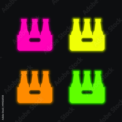 Beer four color glowing neon vector icon