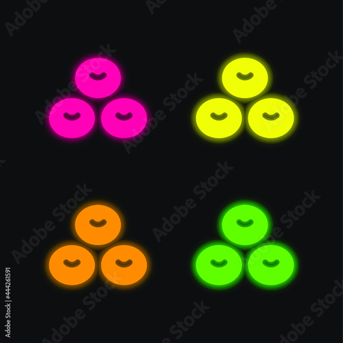 Blood Cell four color glowing neon vector icon