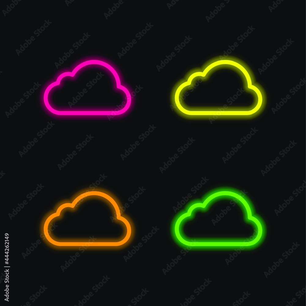Fototapeta premium Big Cloud four color glowing neon vector icon