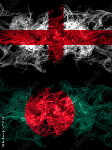 Flag of England, English and Bangladesh, Bangladeshi countries with smoky effect