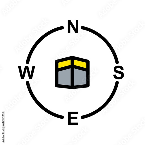  Qibla Direction Line Filled Vector Icon Design