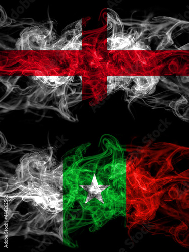 Flag of England, English and Casamance, Senegal countries with smoky effect