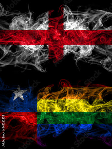 Flag of England, English and Chile, Chilean, Gay countries with smoky effect