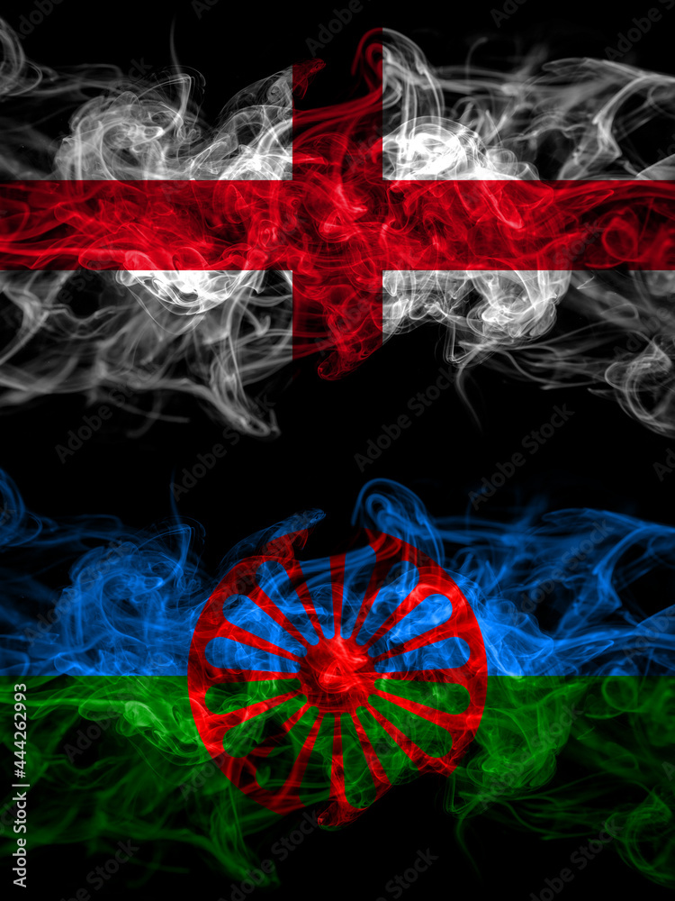 Flag of England, English and Gipsy countries with smoky effect
