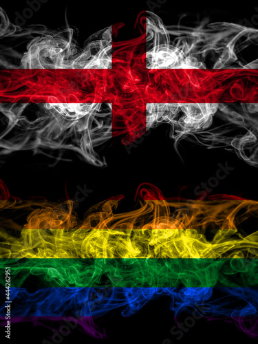 Flag of England, English and Gay, Pride countries with smoky effect © Vlad