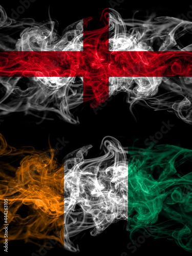 Flag of England, English and Ivory Coast countries with smoky effect