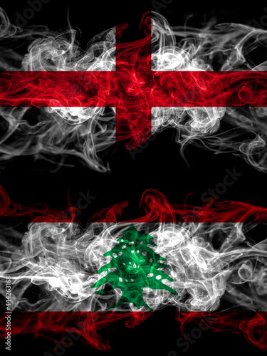 Flag of England, English and Lebanon, Lebanese countries with smoky effect