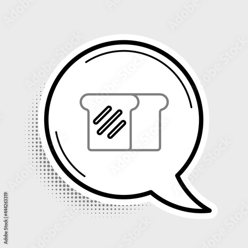 Line Bread toast for sandwich piece of roasted crouton icon isolated on grey background. Lunch, dinner, breakfast snack. Colorful outline concept. Vector