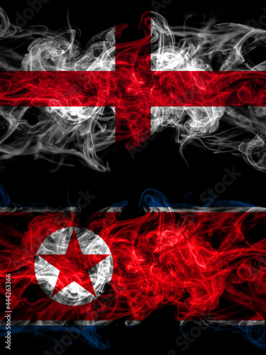 Flag of England  English and North Korea  Korean countries with smoky effect