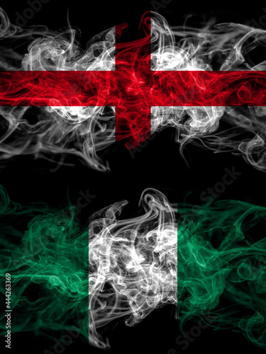 Flag of England, English and Nigeria, Nigerian countries with smoky effect