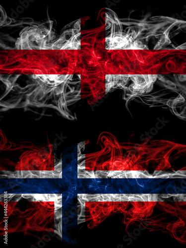 Flag of England, English and Norway, Norwegian countries with smoky effect