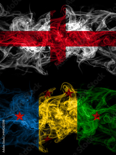 Flag of England, English and Ogoni people countries with smoky effect