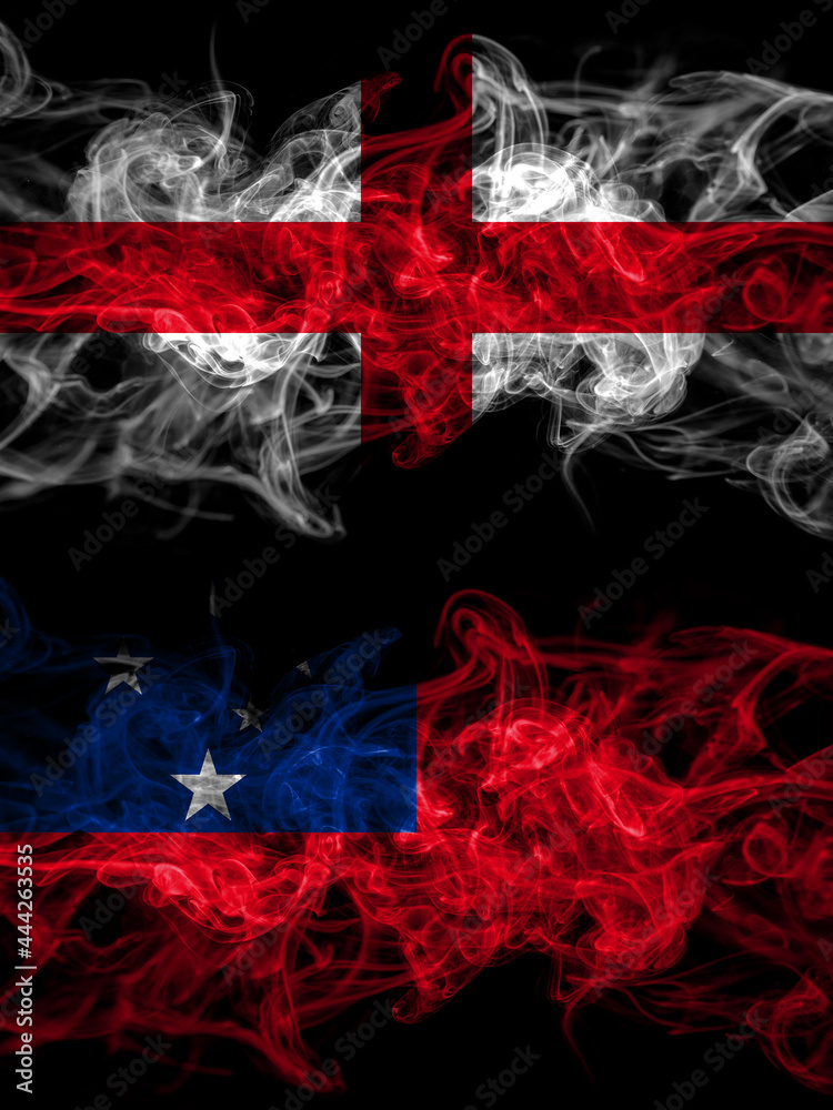 Flag of England, English and Samoa countries with smoky effect