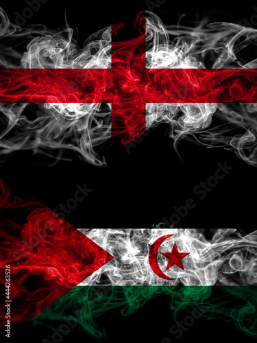 Flag of England, English and Sahrawi countries with smoky effect