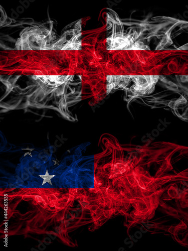 Flag of England  English and Samoa countries with smoky effect