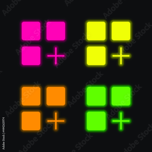 Add four color glowing neon vector icon