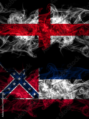 Flag of England  English and United States of America  America  US  USA  American  Mississippi countries with smoky effect